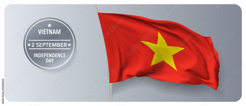Vietnam independence day vector banner, greeting card.