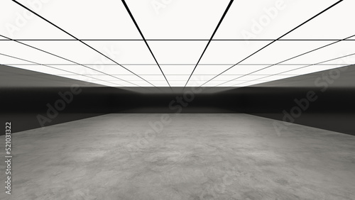 Interior or exhibition concept with empty modern space and front view background 3d rendering