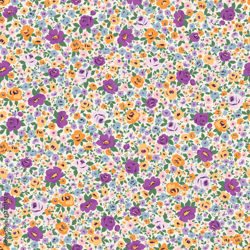Vintage flowers. Colorful seamless pattern