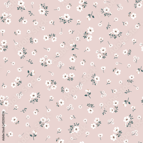 Summer wildflowers on a beige seamless background