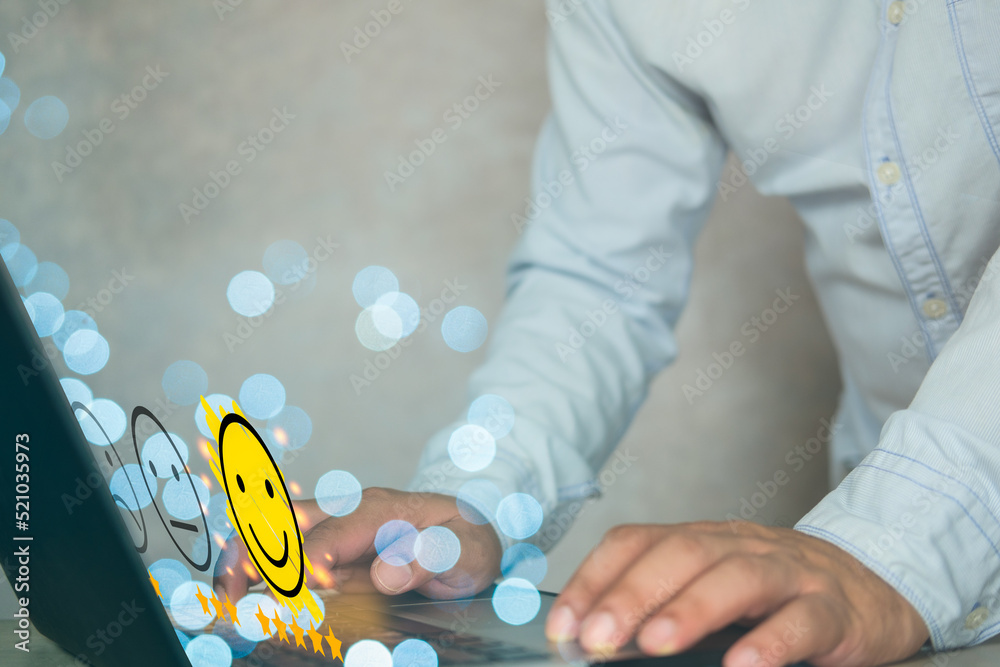 Customers show satisfaction through the application on computer. Customer evaluate quality of service leading to reputation ranking of business.