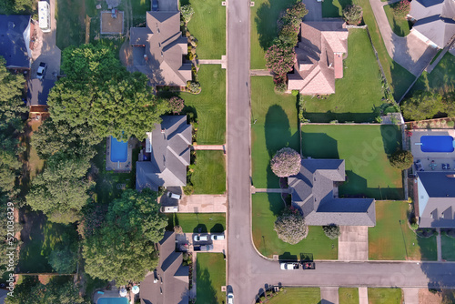 Aerial overhead view of a suburban neighborhood