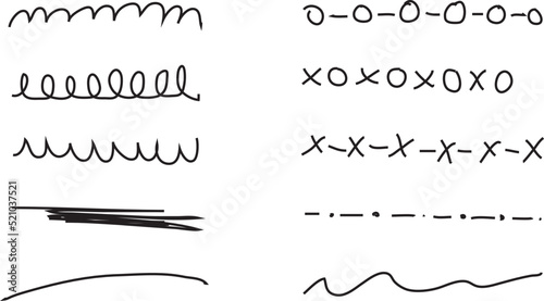 Líneas divisorias hechas a mano. Iconos de vector