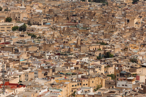 Panoramic view of the Medina. in Fes, Morocco