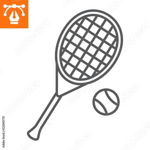Tennis line icon, outline style icon for web site or mobile app, sport and game, racket with ball vector icon, simple vector illustration, vector graphics with editable strokes.