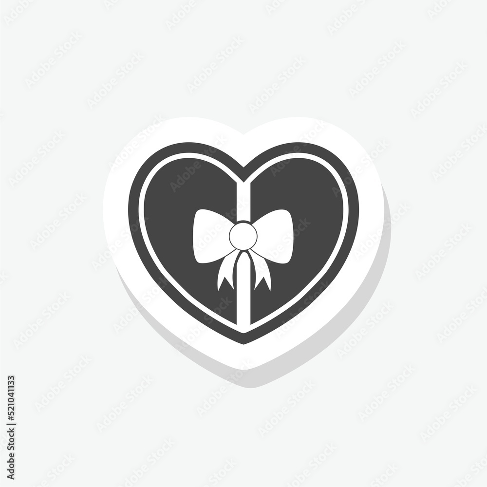 Heart Love gift box sticker icon Heart Love gift box sticker icon