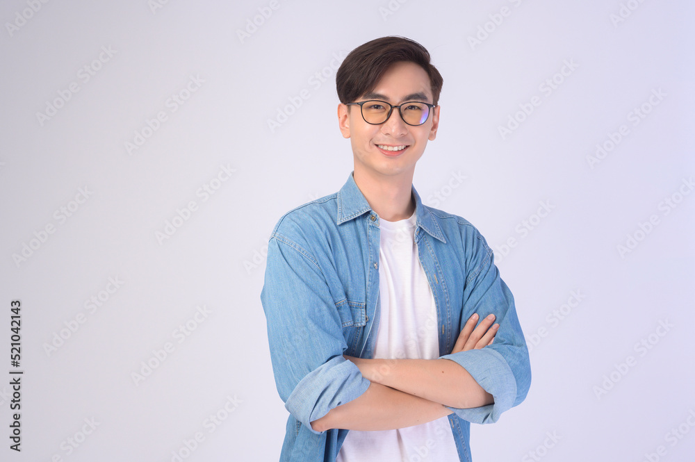 Portrait of asian man wearing glasses over white background studio, eyecare concept.. Portrait of asian man wearing glasses over white background studio, eyecare concept..