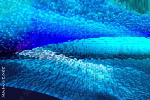 Abstract blue texture blocks shape for modern graphic background.