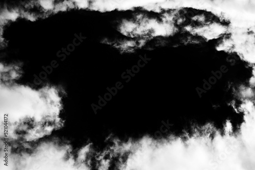 White cloud or smoke isolated on black background. frame overlay