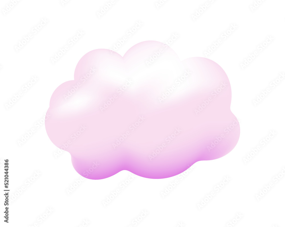 3D render pink cloud. Vector illustration  for icon, banner. 