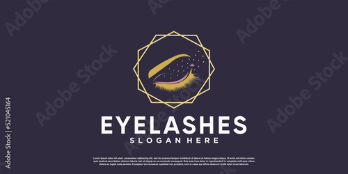 Eyelashes logo icon with modern beauty concept design Premium Vector