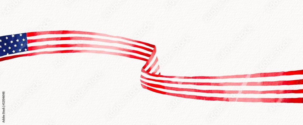 Fototapeta premium USA flag with watercolor brush paint textured