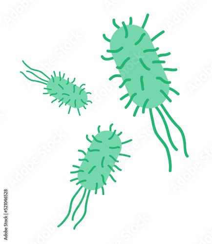 Escherichia coli (e. coli) bacteria flat icon photo