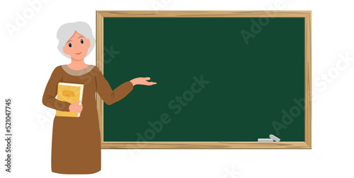 Female old teacher in classroom