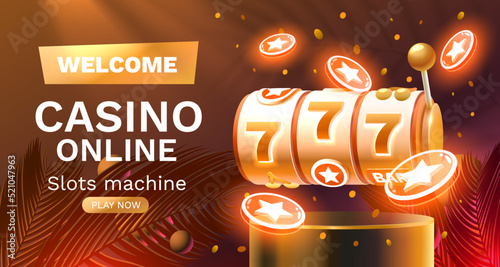 Casino slots winner, fortune of luck, 777 win banner. Vector