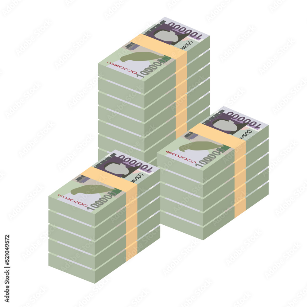 Dobra Vector Illustration. São Tomé and Príncipe money set bundle banknotes. Paper money 100000 Db. Flat style. Isolated on white background. Simple minimal design. Dobra Vector Illustration. São Tomé and Príncipe money set bundle banknotes. Paper money 100000 Db. Flat style. Isolated on white background. Simple minimal design.