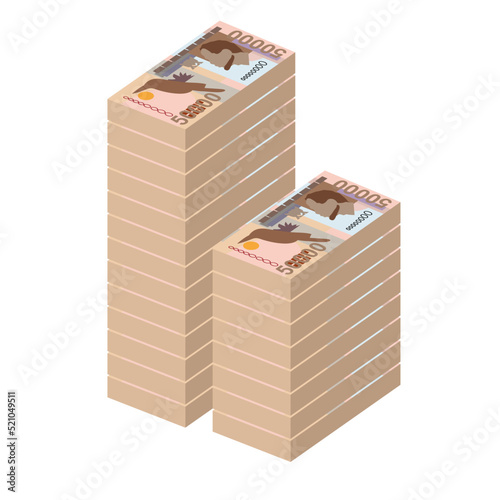 Dobra Vector Illustration. São Tomé and Príncipe money set bundle banknotes. Paper money 50000 Db. Flat style. Isolated on white background. Simple minimal design.