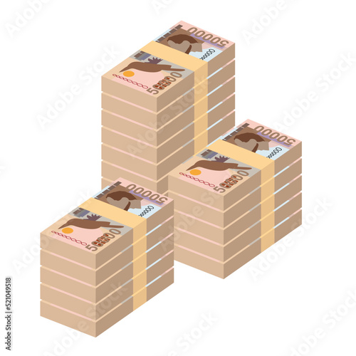 Dobra Vector Illustration. São Tomé and Príncipe money set bundle banknotes. Paper money 50000 Db. Flat style. Isolated on white background. Simple minimal design.