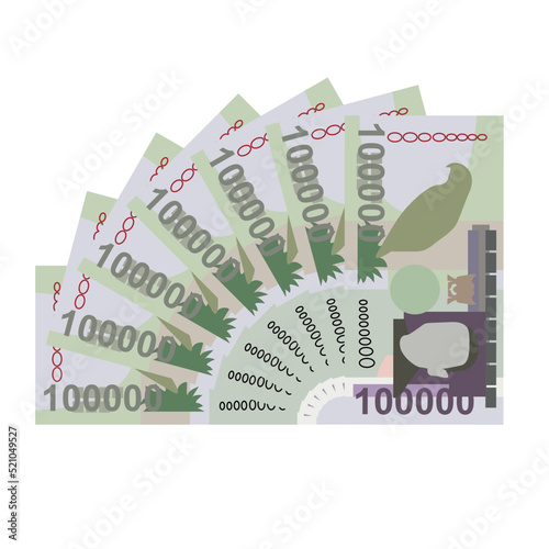 Dobra Vector Illustration. São Tomé and Príncipe money set bundle banknotes. Paper money 100000 Db. Flat style. Isolated on white background. Simple minimal design.