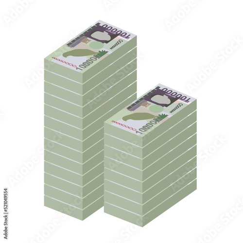 Dobra Vector Illustration. São Tomé and Príncipe money set bundle banknotes. Paper money 100000 Db. Flat style. Isolated on white background. Simple minimal design.