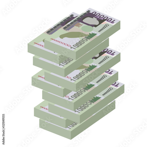 Dobra Vector Illustration. São Tomé and Príncipe money set bundle banknotes. Paper money 100000 Db. Flat style. Isolated on white background. Simple minimal design.