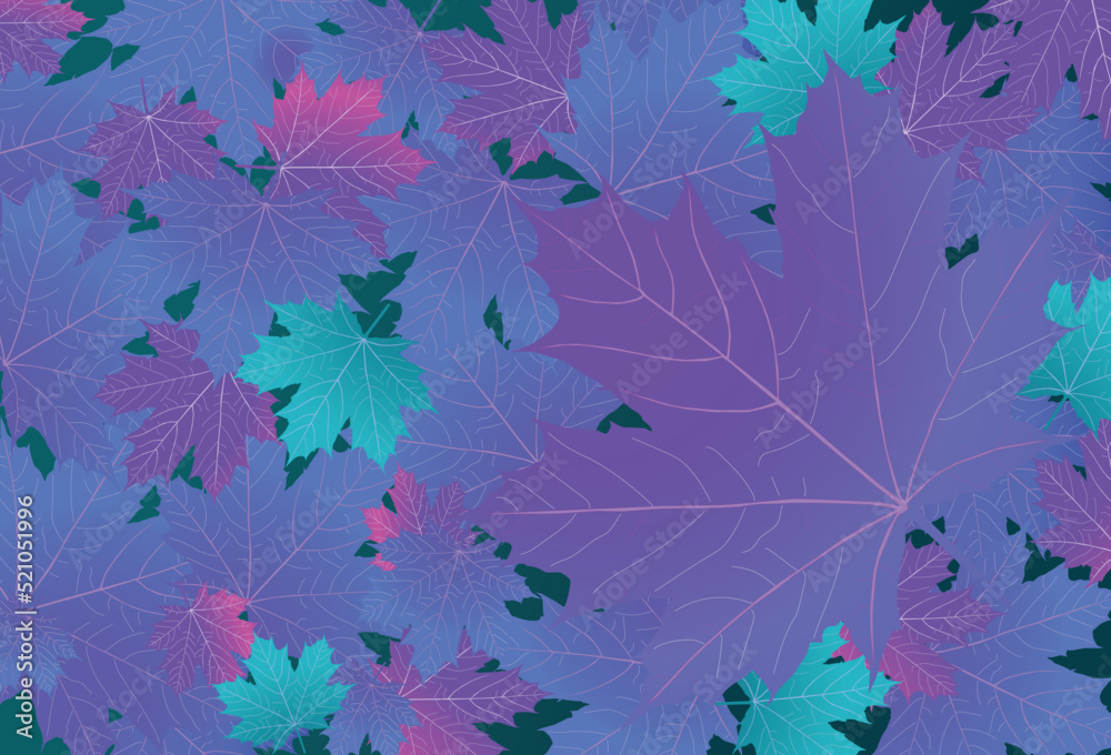 Autumn colorful maple leaves background Vector template. 