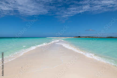 Los Roques Archipelago, Venezuela, 07.30.2022: white tropical beach in Cayo de Agua  (Water Cay). © Giongi63