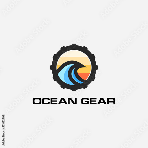 Design collection templates isolated from gear and wave shapes make for a versatile logo.