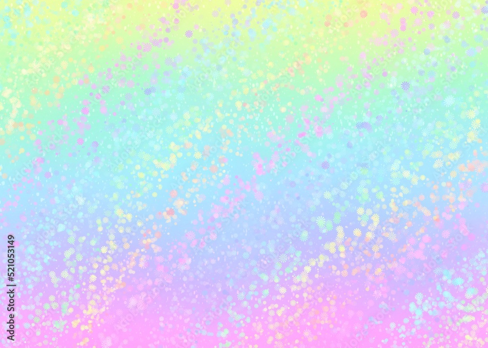 Dreamy rainbow colors background with unicorn flowers, shades for baby, party, birthday, fantasy, sweets, dreams, pastel colors