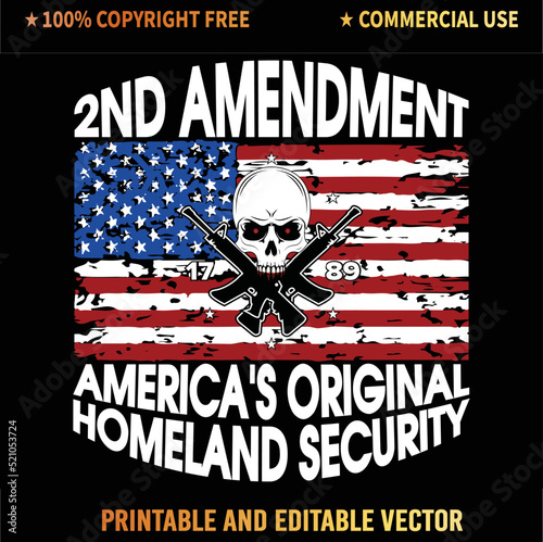 2nd Amendment America's Original Homeland Security Gun T-Shirt Vector Design.