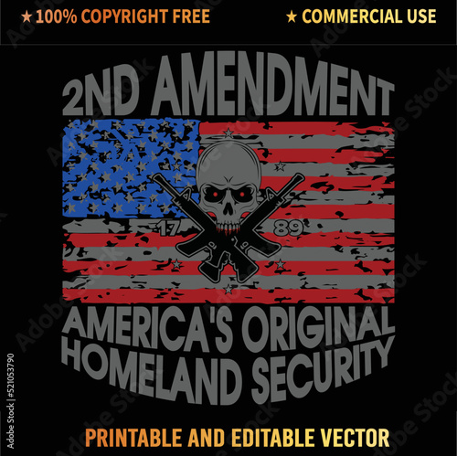 2nd Amendment America's Original Homeland Security Gun T-Shirt Vector Design.