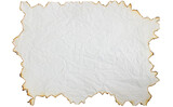 crumpled paper with burnt edges on white backgrounds
