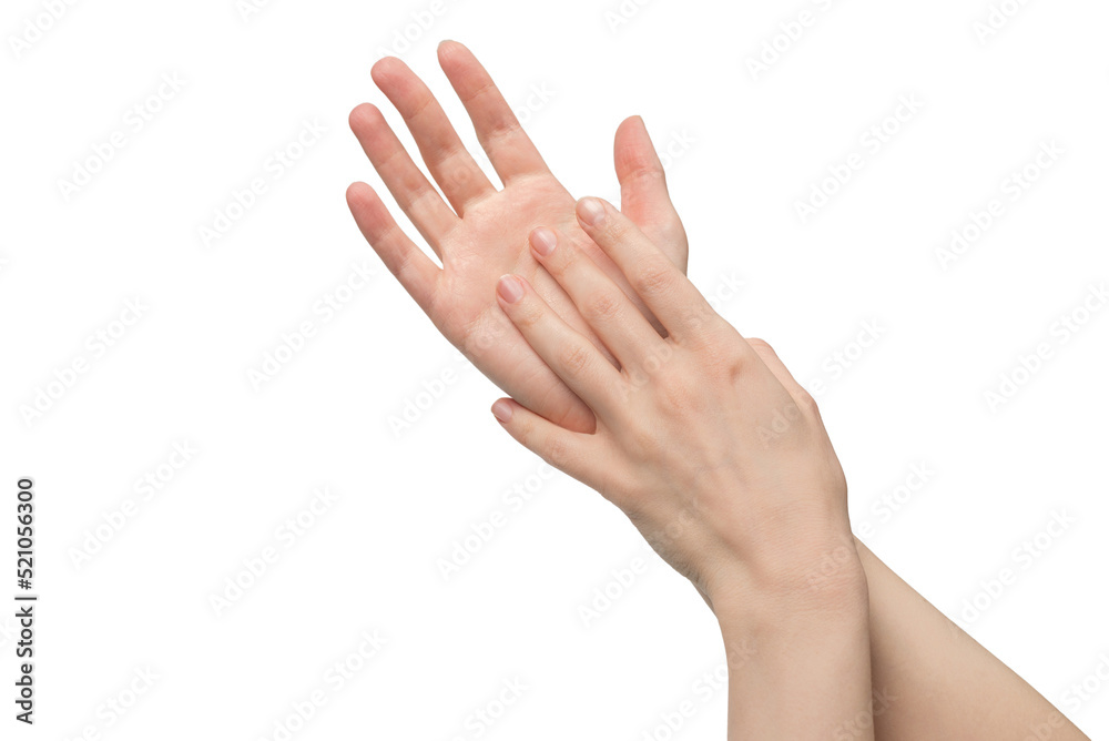 Woman hand isolated on a white background. Woman hand isolated on a white background.