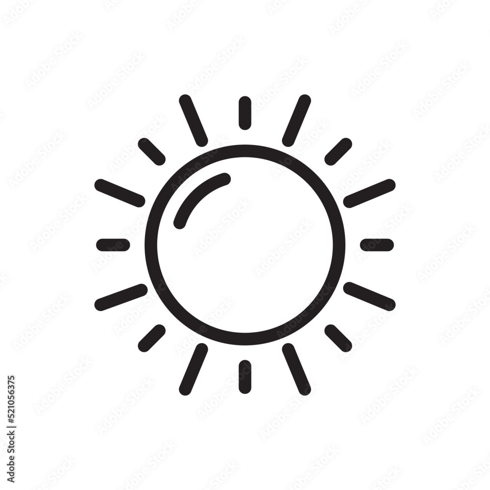 Sun Vector Outline Icon. EPS 10 File Park and Nature Symbol