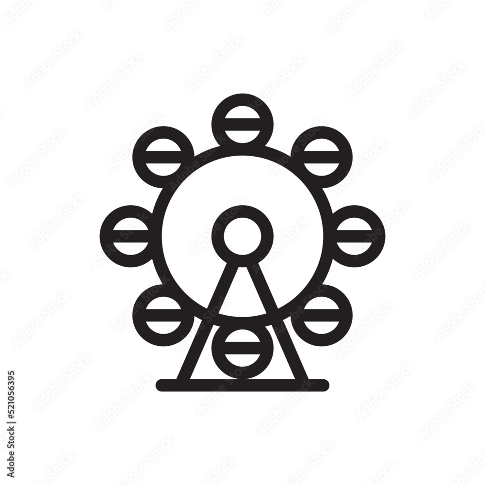 Obraz premium Pirate Ship Ride Vector Outline Icon. EPS 10 File Park and Nature Symbol