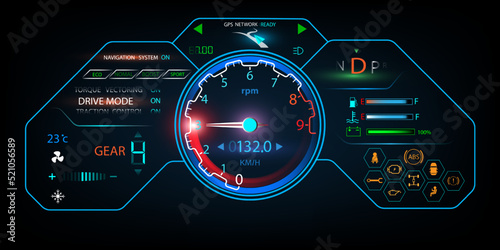 Futuristic car speed dashboard concept