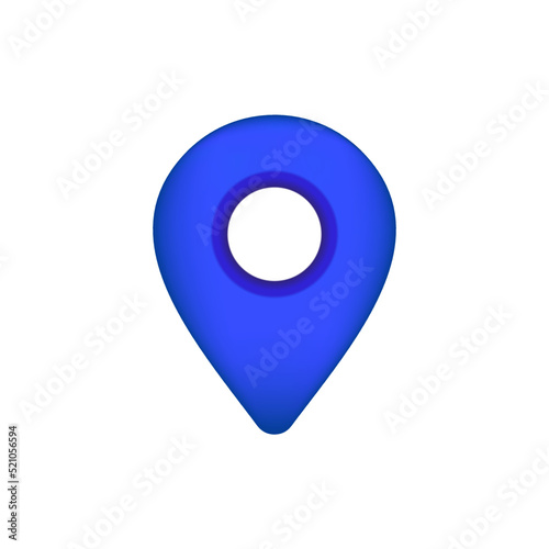Blue Map Location Pin Marker 3d Gradient on White Background Vector Illustration