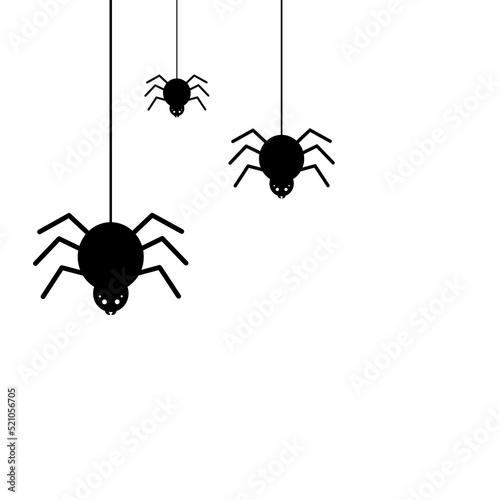 Black Spider on white background. Spider in Hallowenn day. Funny spider cartoon design.