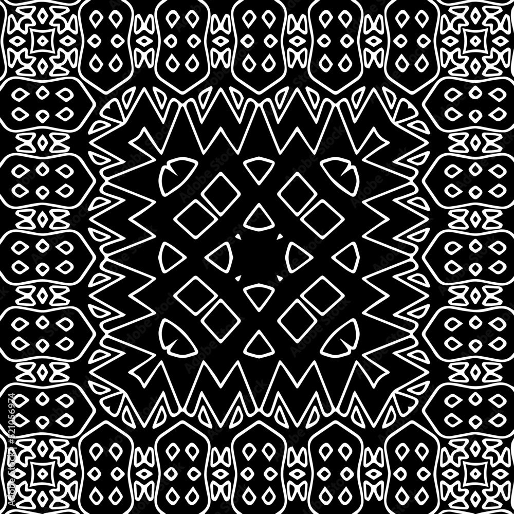 Black and white abstract geometric seamless pattern with wavy shapes, and curved lines. monochrome mandala. striped background. Repeat design for decor, cover, print. Black and white abstract geometric seamless pattern with wavy shapes, and curved lines. monochrome mandala. striped background. Repeat design for decor, cover, print.