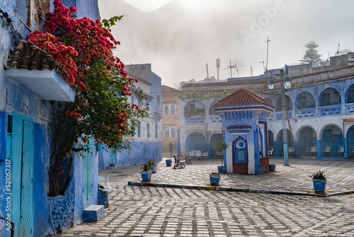 Morning at a small plaza in Chefchaouen, Morocco © Ral