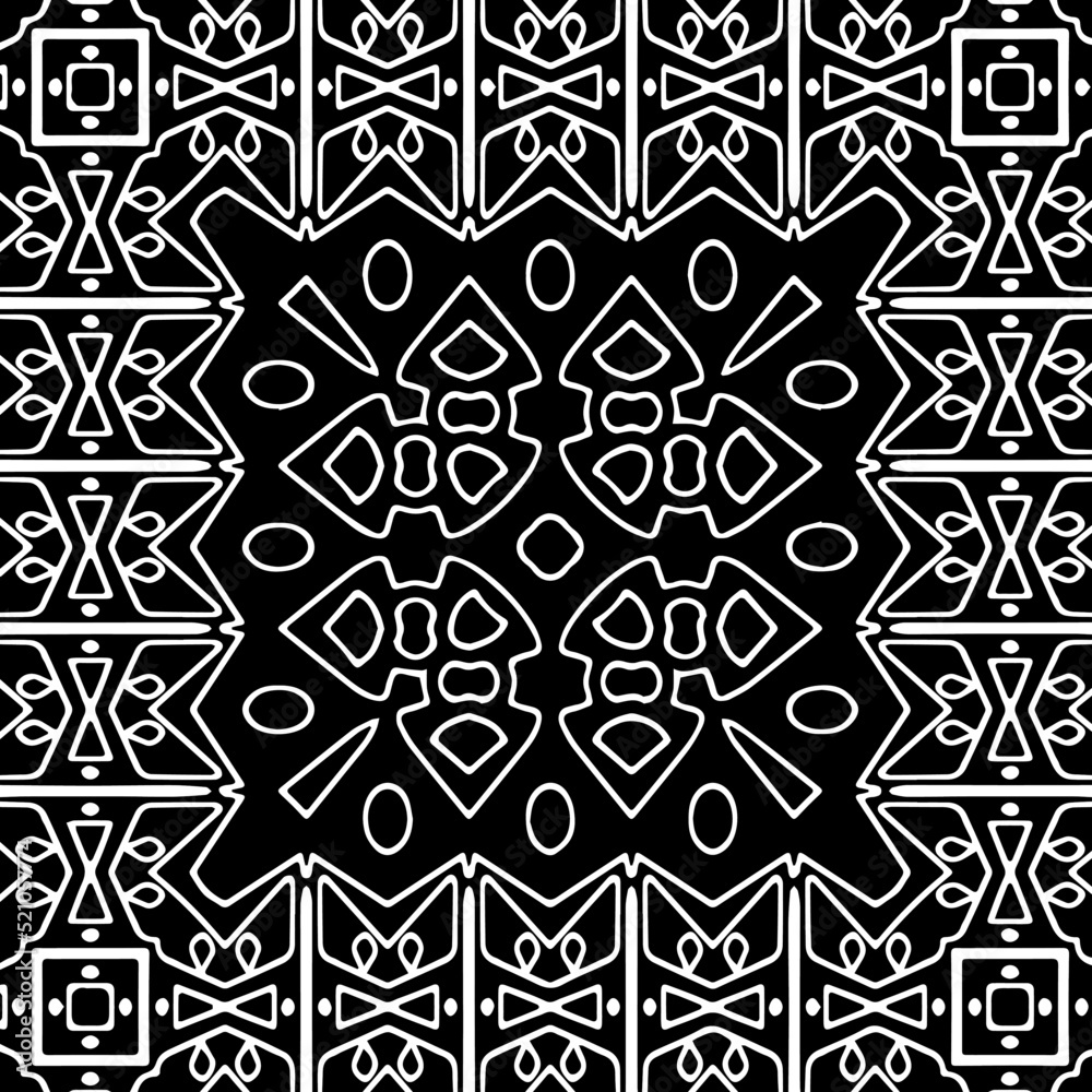 Black and white abstract geometric seamless pattern with wavy shapes, and curved lines. monochrome mandala. striped background. Repeat design for decor, cover, print. Black and white abstract geometric seamless pattern with wavy shapes, and curved lines. monochrome mandala. striped background. Repeat design for decor, cover, print.