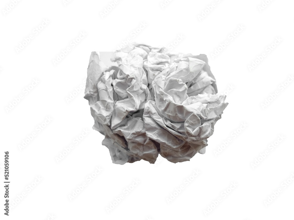 crumpled paper ball isolated
