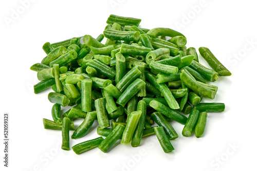 Delicious fresh green beans, isolated on white background. photo