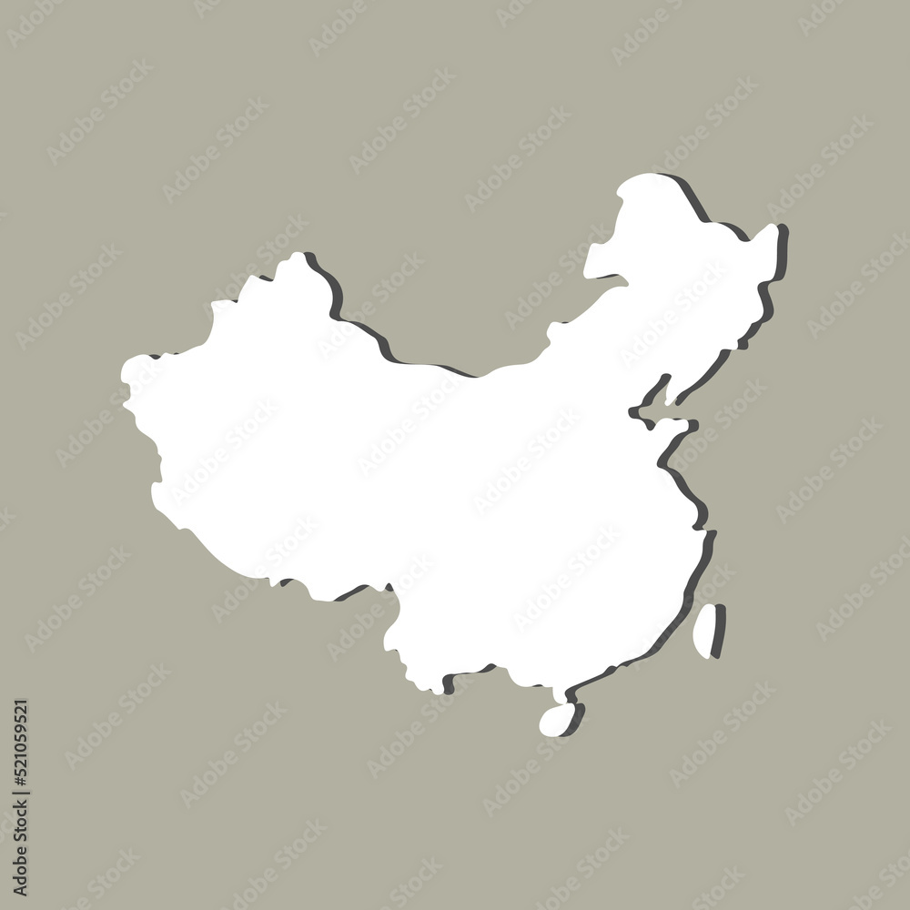 Black Map of China on White Background Black Map of China on White Background