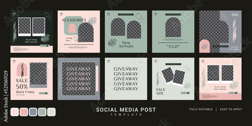 social media post feed, instagram feed, instagram template, instagram frame, to present your ad or post easy to edit and apply according to your brand