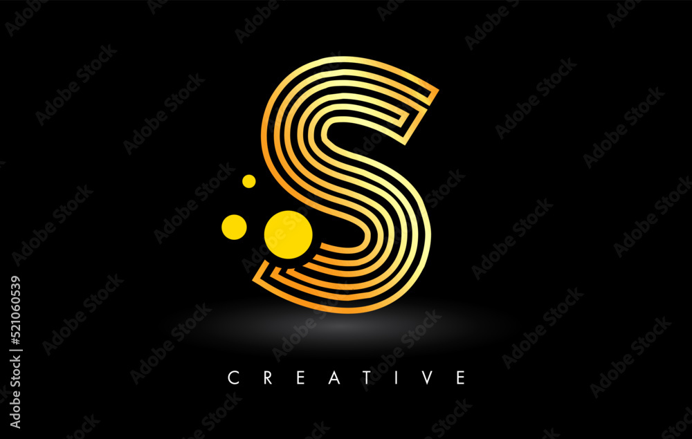 Golden Lines S Letter Logo Letter made of Lines. Monogram Style Letter Icon Vector Golden Lines S Letter Logo Letter made of Lines. Monogram Style Letter Icon Vector