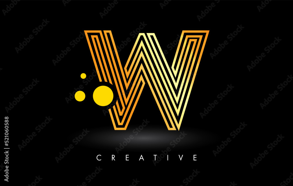 Golden Lines W Letter Logo Letter made of Lines. Monogram Style Letter Icon Vector Golden Lines W Letter Logo Letter made of Lines. Monogram Style Letter Icon Vector