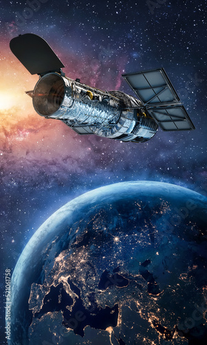 Fotografia Space Telescope Hubble on orbit of Earth planet