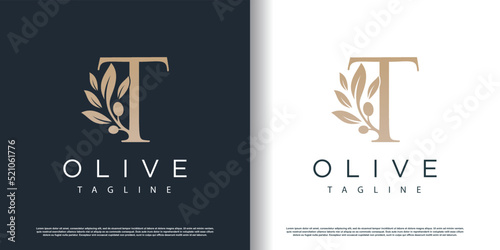 Olive logo icon with letter Z concept Premium Vector