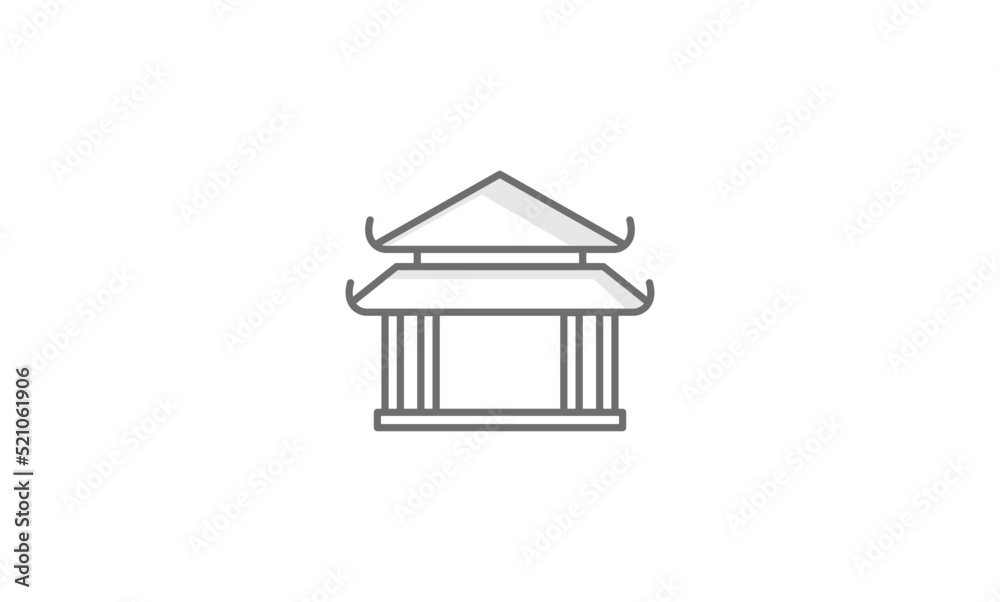 Minimalist outline black white temple Minimalist outline black white temple